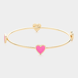 Enamel Heart Pointed Bangle Bracelet