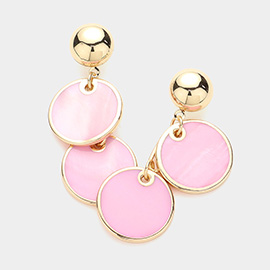 Mother Of Pearl Disc Link Dangle Earrings