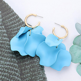 Colored Petal Cluster Dangle Hoop Earrings