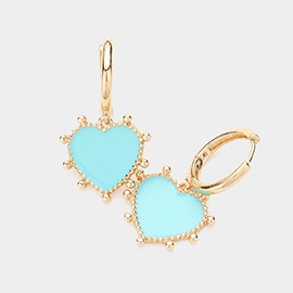 Enamel Heart Dangle Huggie Earrings