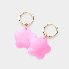 Flower Pointed Dangle Huggie Earrings