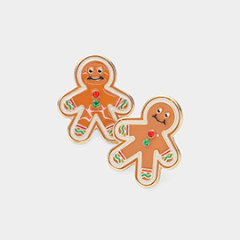 Resin Gingerbread Man Stud Earrings