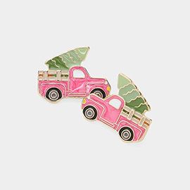 Enamel Christmas Car Stud Earrings