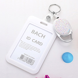 Bling Studded Tag Pointed Retractable ID Card Holder