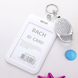 Bling Studded Tag Pointed Retractable ID Card Holder