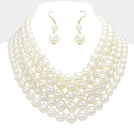 Pearl Multi Strand Bib Necklace