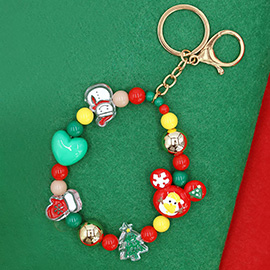 Christmas Charm Beaded Stretchable Keychain