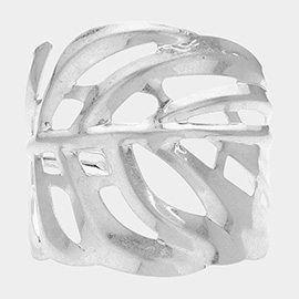 Metal Cutout Tropical Leaf Cuff Bracelet