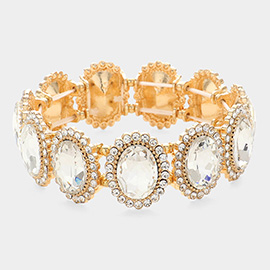 Crystal Rhinestone Oval Stretch Evening Bracelet