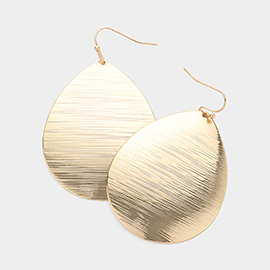 Textured Metal Teardrop Dangle Earrings