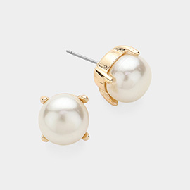 Pearl Cushion Stud Earrings