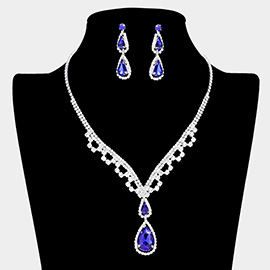 Teardrop Stone Pointed Rhinestone Paved Necklace