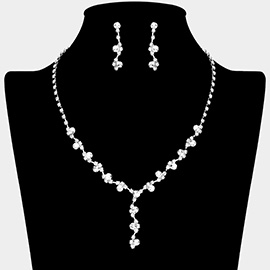 Floral Vine Lariat Rhinestone Paved Necklace