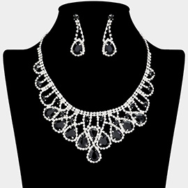 Teardrop Stone Embellished Rhinestone Paved Collar Necklace