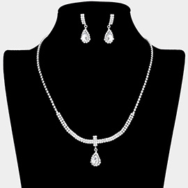 Teardrop Stone Pointed Rhinestone Paved U Shaped Necklace