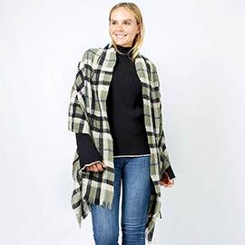 Plaid Lurex Oblong Scarf / Shawl