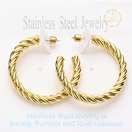 Stainless Steel Twisted Hoop Earrings