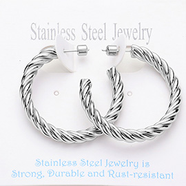 Stainless Steel Twisted Hoop Earrings