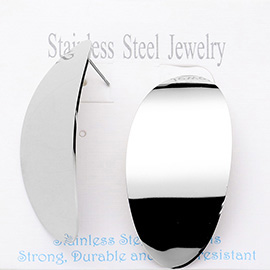 Stainless Steel Oval Domed Stud Earrings