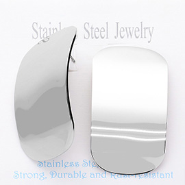 Stainless Steel Rectangular Domed Stud Earrings