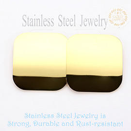 Stainless Steel Square Domed Stud Earrings