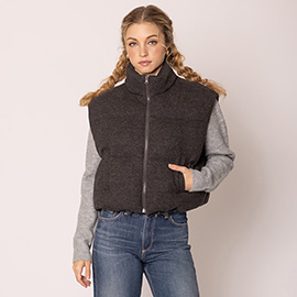 Solid Knit Padded Vest