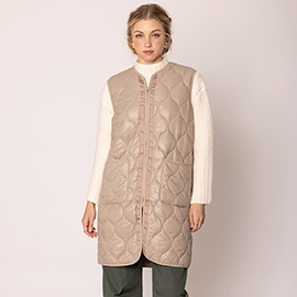 Solid Quilted Long Vest