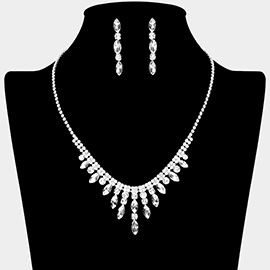 Marquise Stone Cluster Rhinestone Paved Necklace