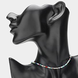 Faceted Beaded Choker Necklace