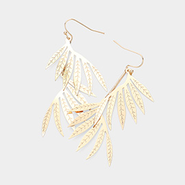 Metal Leaf Link Dangle Earrings