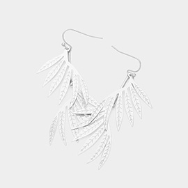 Metal Leaf Link Dangle Earrings