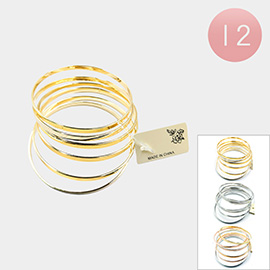 12 SET OF 6 - Plain Metal Stackable Multi Layered Bangle Bracelets