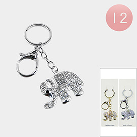 12PCS - Stone Paved Elephant Keychains