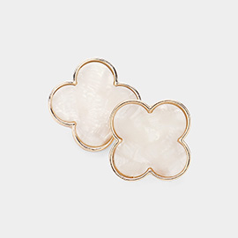 Celluloid Acetate Quatrefoil Stud Earrings