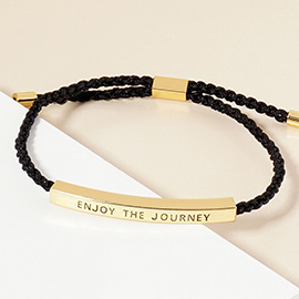 Gold Dipped ENJOY THE JOURNEY Message Bar Pointed Rope Adjustable Cinch Pull Tie Bracelet