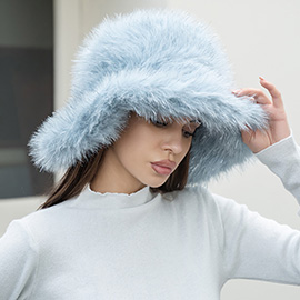 Oversized Winter Fluffy Faux Fur Bucket Hat