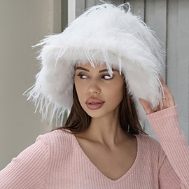 Oversized Winter Long Fluffy Faux Fur Bucket Hat