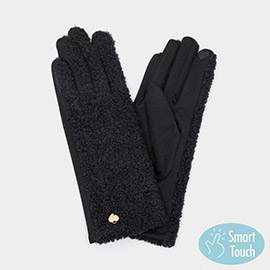 Heart Detailed Fleece Smart Touch Gloves