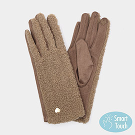 Heart Detailed Fleece Smart Touch Gloves