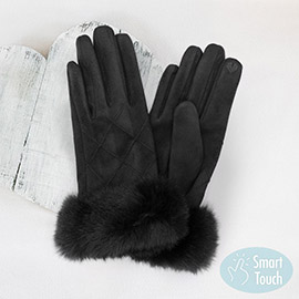 Fluffy Faux Fur Suede Smart Touch Gloves