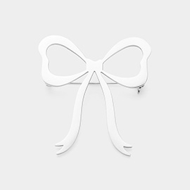 Stainless Steel Cutout Bow Pin Brooch