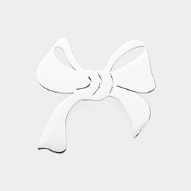 Stainless Steel Cutout Bow Pin Brooch