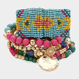 7PCS - Boho Stretch Multi Layered Bracelets