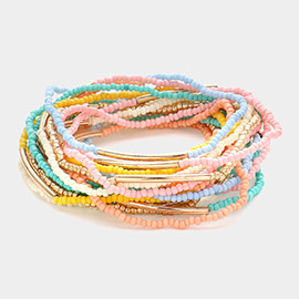 20PCS - Seed Beaded Stretch Multi Layered Bracelets