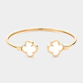 Glass Stone Quatrefoil Tip Cuff Bracelet