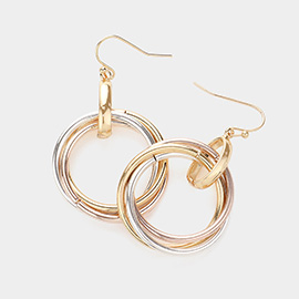 Metal Interlaced O Ring Dangle Earrings