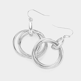 Metal Interlaced O Ring Dangle Earrings