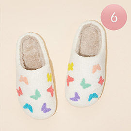 6Pairs - Multi Colored Butterflies Pattern Home Slippers