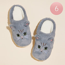 6Pairs - Cat Basic Fuzzy Slippers