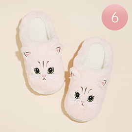 6Pairs - Cat Basic Fuzzy Slippers